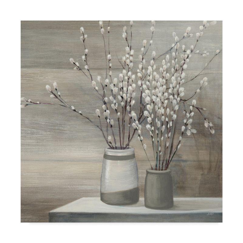 Trademark Fine Art " Pussy Willow Still Life Gray Pots Crop "