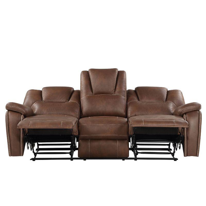 Katrine Manual Side Lever Recliner Sofa Brown - Steve Silver Co.: Luxurious Faux-Leather, Padded Armrests