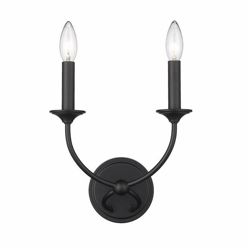 Matte Black Steel Dual Candelabra Wall Sconce