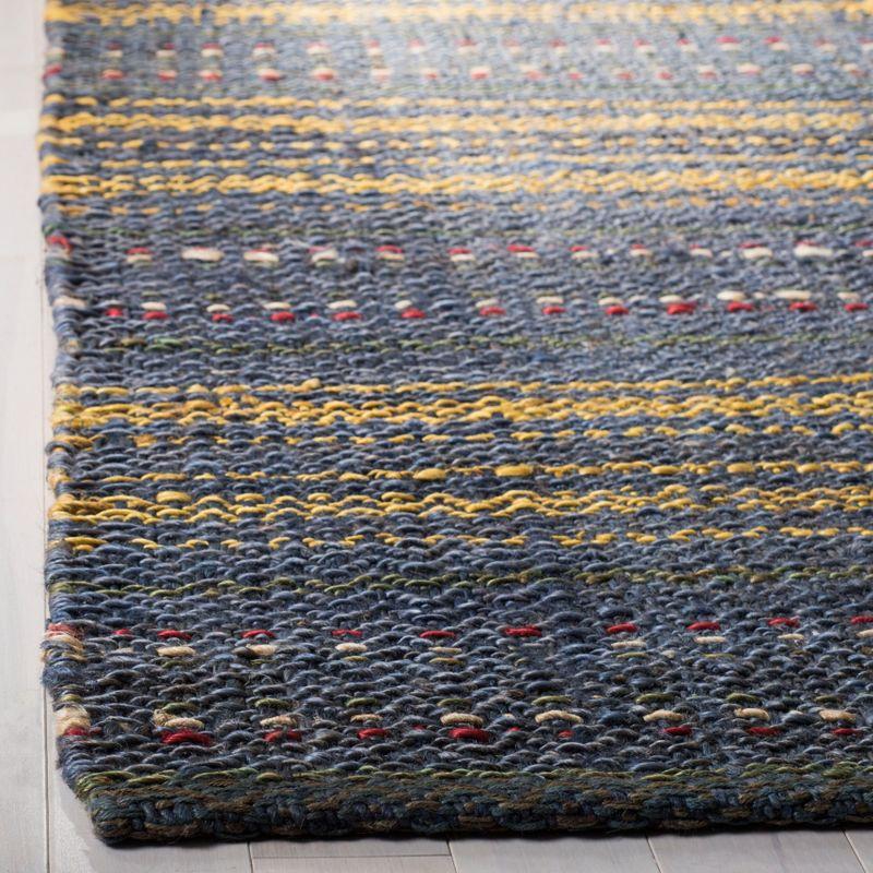 Blue and Gold Handwoven Jute Square Area Rug