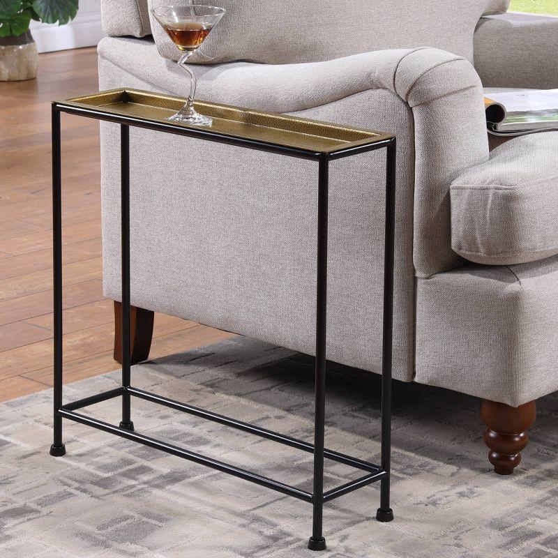 Comfort Pointe Tivoli Side Table Brass/Antique Bronze: Removable Tray, No Assembly, Metal Frame