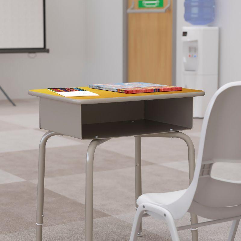 Flash Furniture Goddard Height-Adjustable Open Front Student Desk with Metal Book Box