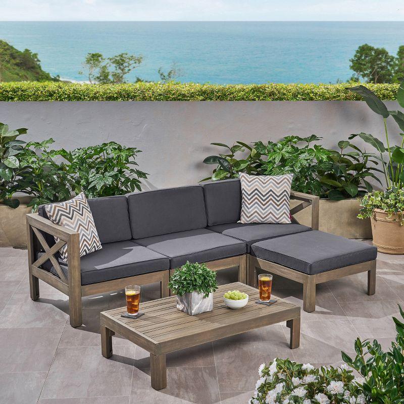Alcove 5pc Acacia Wood Sofa Set Gray/Dark Gray - Christopher Knight Home