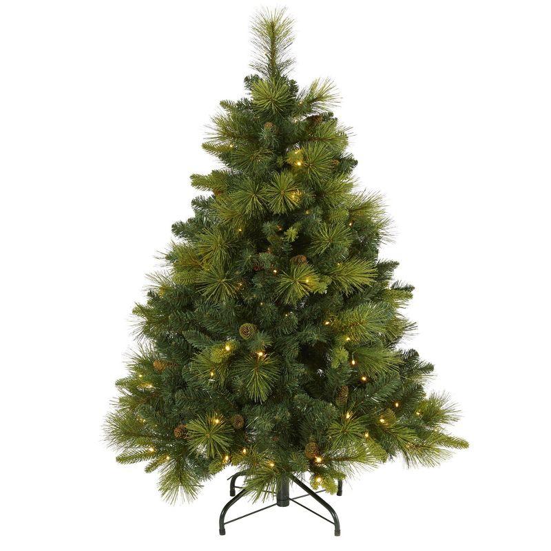 4ft Green Pine Artificial Christmas Tree with Warm LED Lights