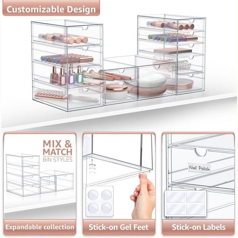 Sorbus Clear 12 Drawers Acrylic Makeup Organizer 3 Pcs Stackable Set