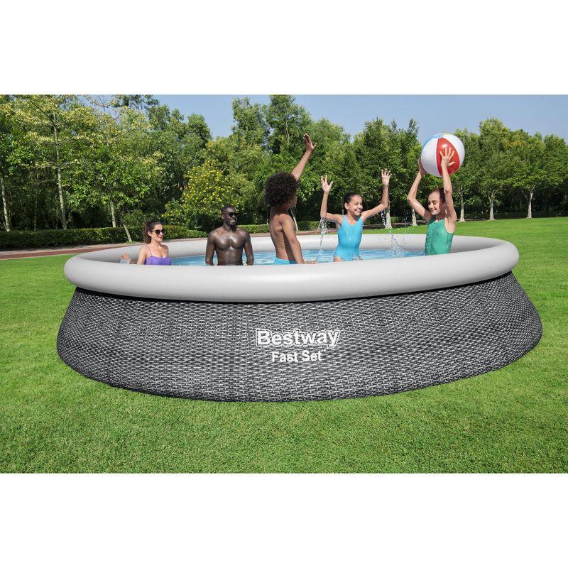 Bestway Fast Set Up Outdoor Round Inflatable Above Ground Swimming Pool Set with 330 GPH Filter Pump