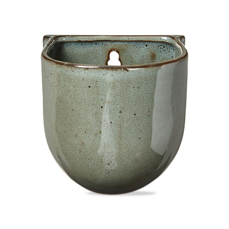 Jade Green Reactive Glaze Stoneware Wall Planter