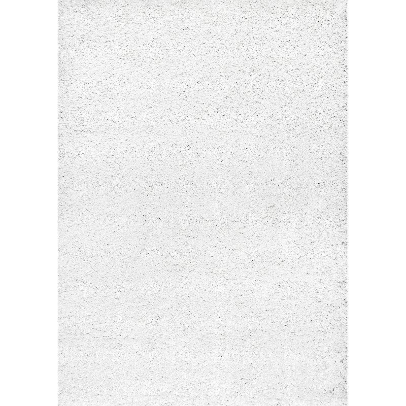 Nuloom Marleen Solid 8 Square Shag Indoor Area Rug for Living Room Bedroom Dining Room Nursery, Off White