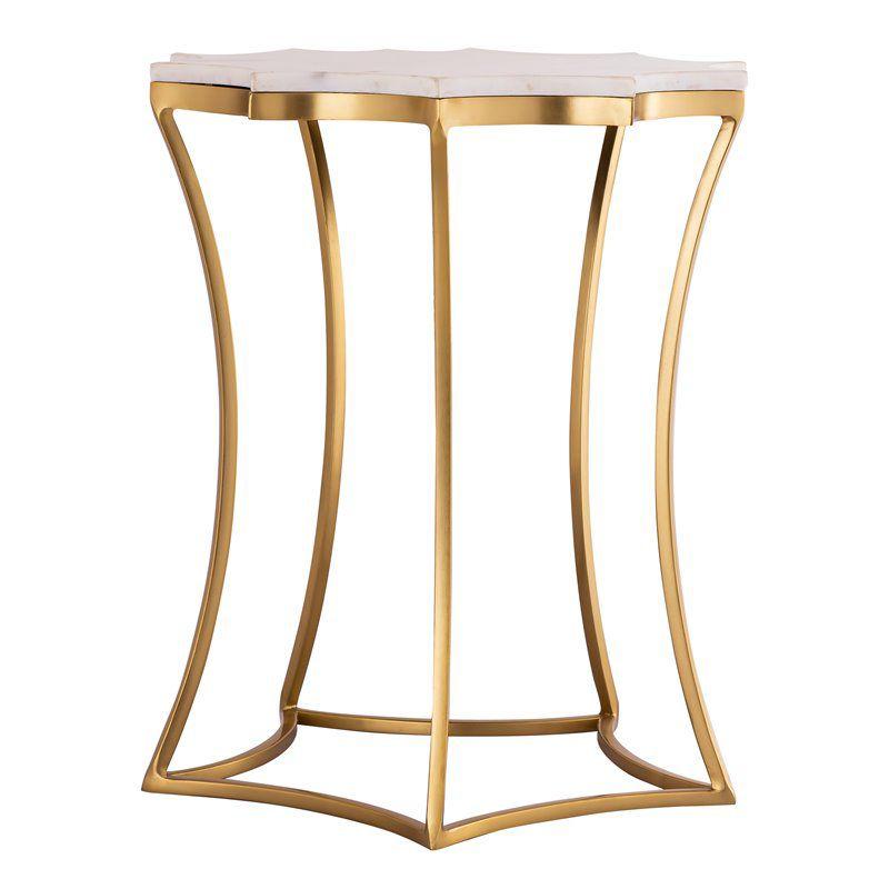 TOV Furniture Camilla 22.8"H Transitional Iron Metal Side Table in Gold