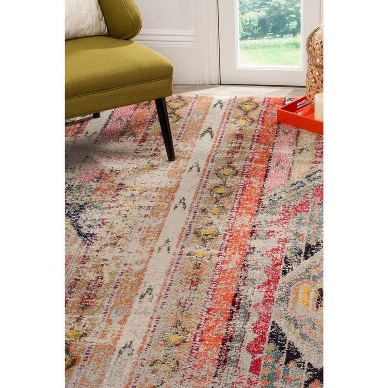 Bohemian Flair Light Grey Multi Synthetic 4' x 5'7" Reversible Area Rug