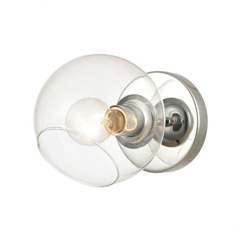 Polished Chrome Clear Glass Sphere Outdoor Vanity Light