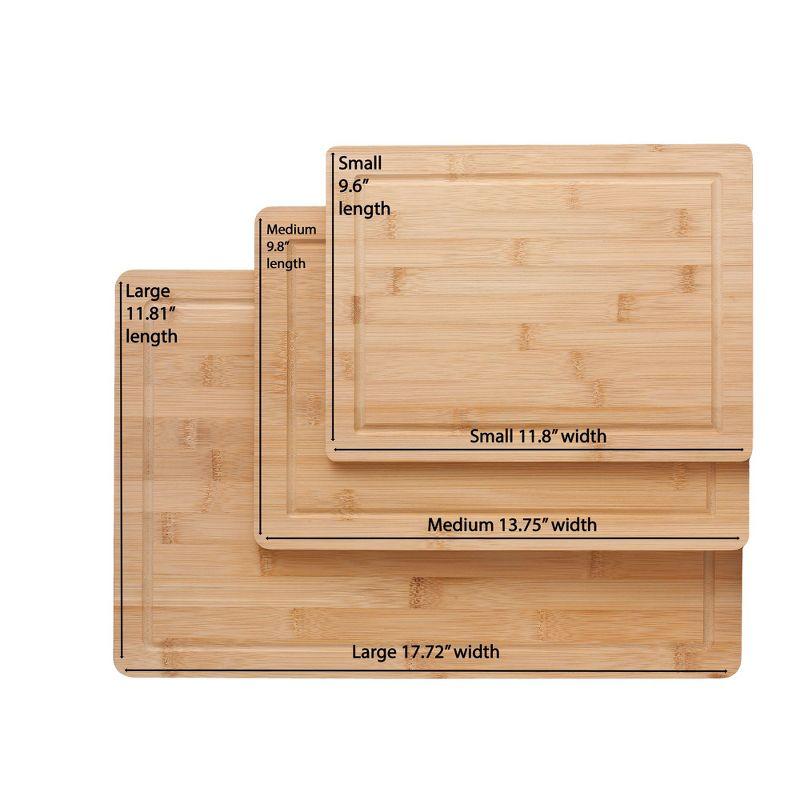 Dura Culina® Bamboo Cutting Boards, Natural, Bamboo Kitchen Chopping Board for Food Prep, Chopping, and Carving Meat, Fruits, and Vegetables - Medium