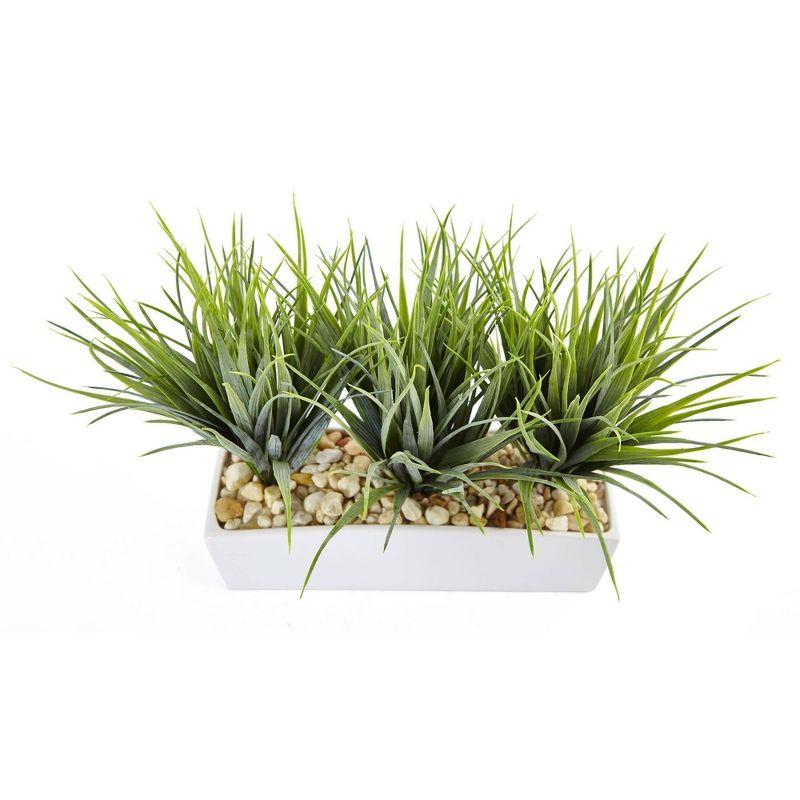 Nearly Natural 12-in Vanilla Grass in Rectangular Planter