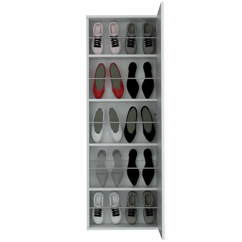 Depot E-Shop Wall Shoe Rack 54" H, One Mirror, One Door, Five Internal Storage Shelves, Approximate Capacity for Ten Shoes