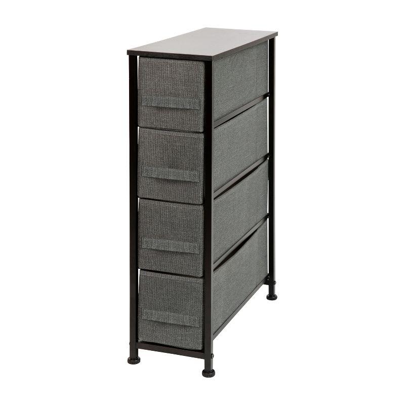 Black and Gray Slim 4-Drawer Vertical Storage Tower