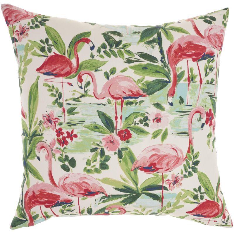 Waverly Flamingos Multicolor 20" x 20" Polyester Throw Pillow