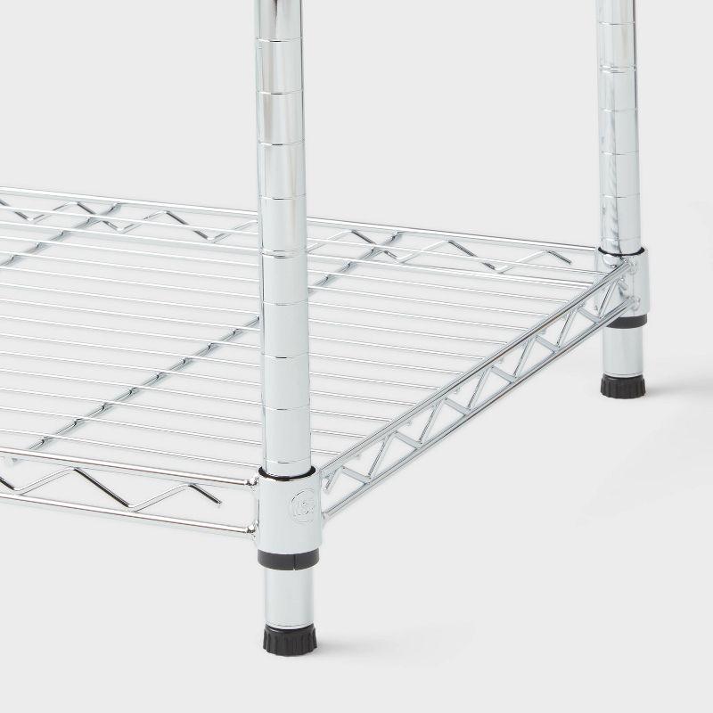 4 Tier Wide Wire Shelving Chrome - Brightroom™: Steel Utility Storage, Adjustable Feet & Shelves, 350 lb Capacity