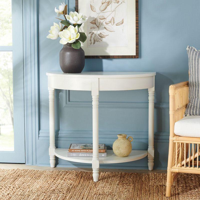 Elegant Georgian Demilune Console Table with Storage in Shady White