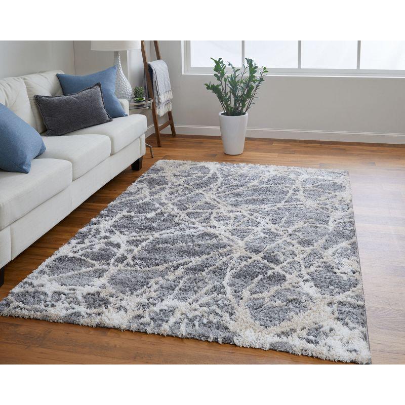 Gray Geometric Shag Stain-Resistant 5' x 8' Area Rug