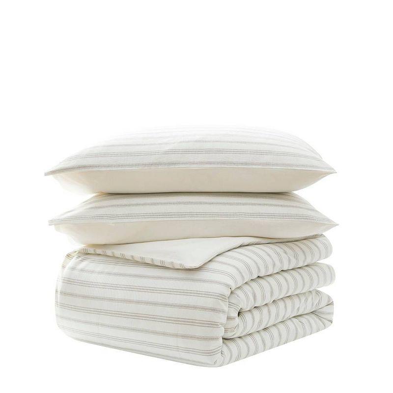 Blue Loom 3pc Full/Queen Saylor Duvet Set Ivory/Gray: Bedding, Non-Woven, Machine Washable