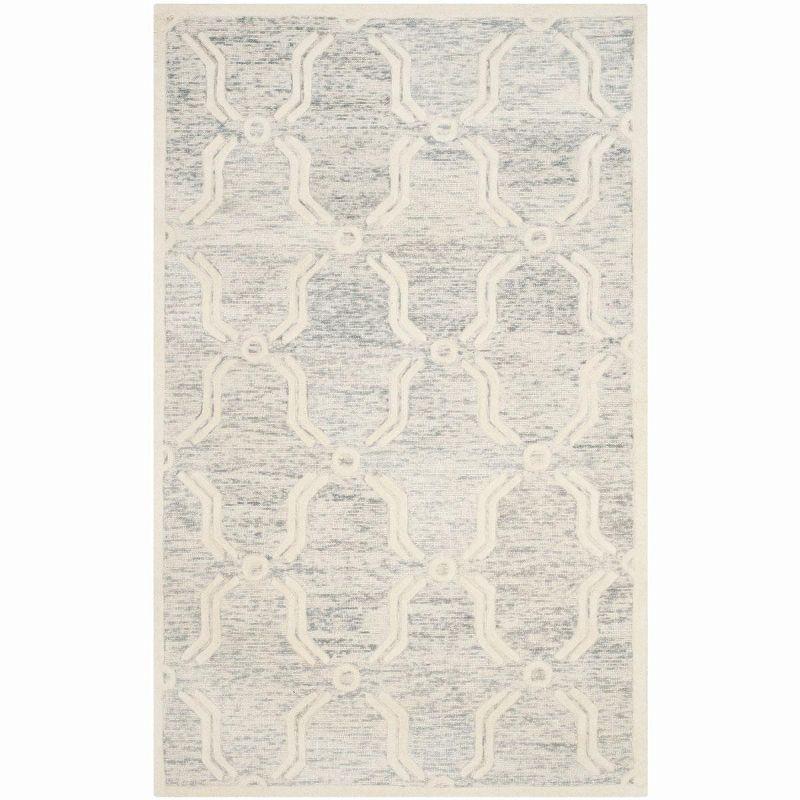 Handmade Light Grey and Ivory Wool Tufted 4' x 6' Rug