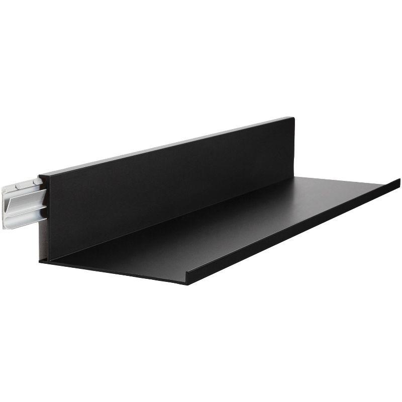 Sleek 24" Black No-Stud Floating Wall Shelf with Aluminum Bracket