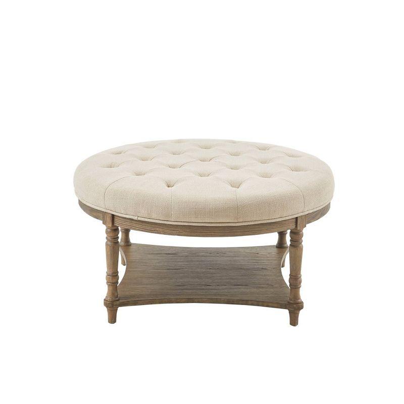 Martha Stewart Cedric Tufted Round Ottoman with Storage