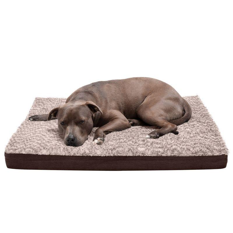 FurHaven Two-Tone Faux Fur and Suede Deluxe Orthopedic Dog Bed