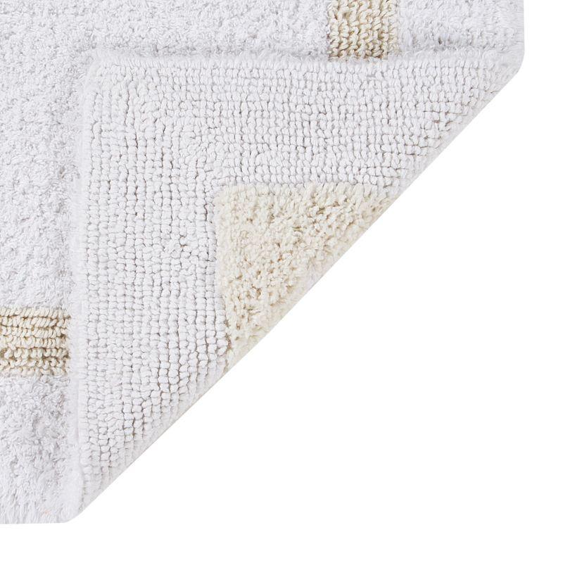 Plush Reversible Cotton Bath Rug in White/Ivory, 24" x 40"