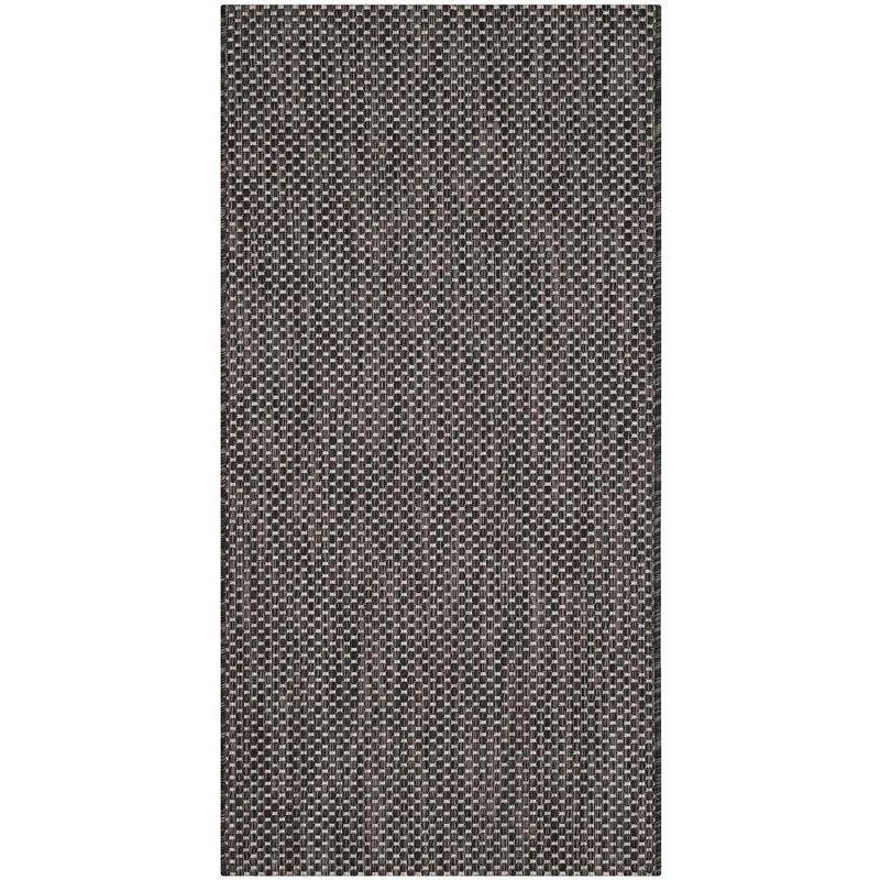 Contemporary Black/Beige Synthetic Indoor/Outdoor Rug, 2'7" x 5'