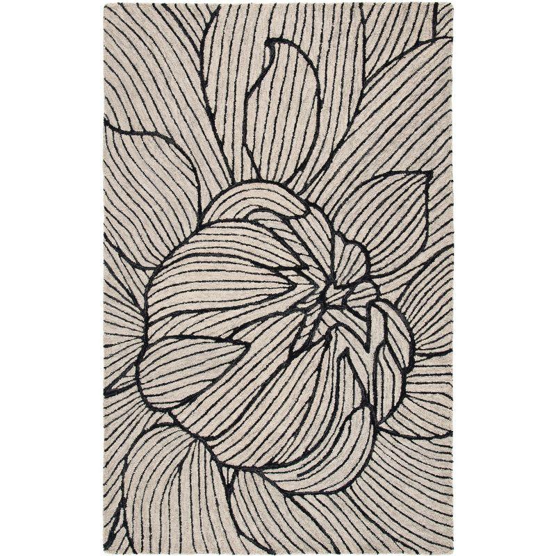 Metro MET451 Hand Tufted Indoor Area Rug - Black/Ivory - 4'x6' - Safavieh