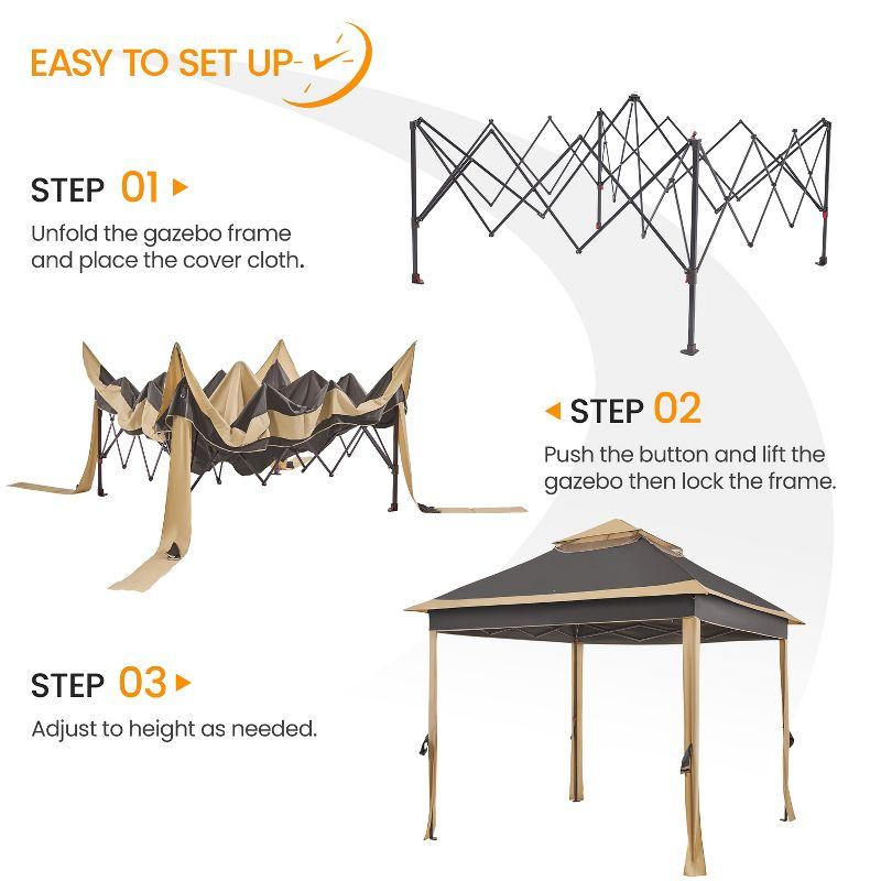 Yaheetech 11×11 FT Adjustable Pop-Up Gazebo Tent with Carry Bag & Sandbags & Guy Lines & Ground Stakes