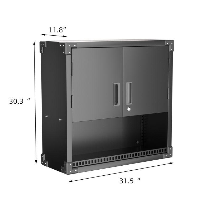 AOBABO Metal Garage Wall Mounted Storage Cabinet with Locking Door, Shelf, and Opened Drawer for Warehouse and Office Organization, Black