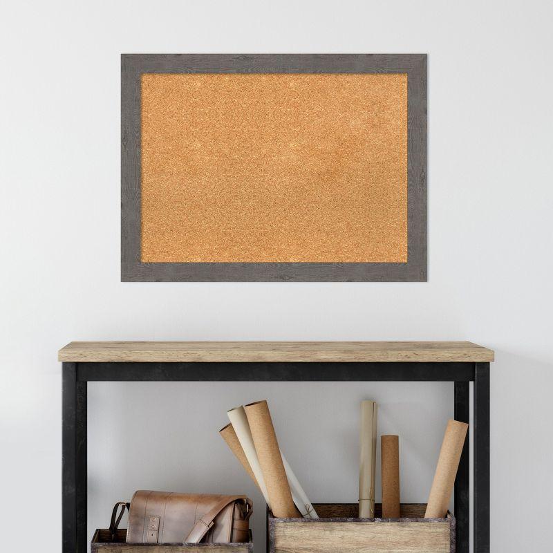 Amanti Art Rustic Plank Narrow Framed Corkboard, Natural Cork