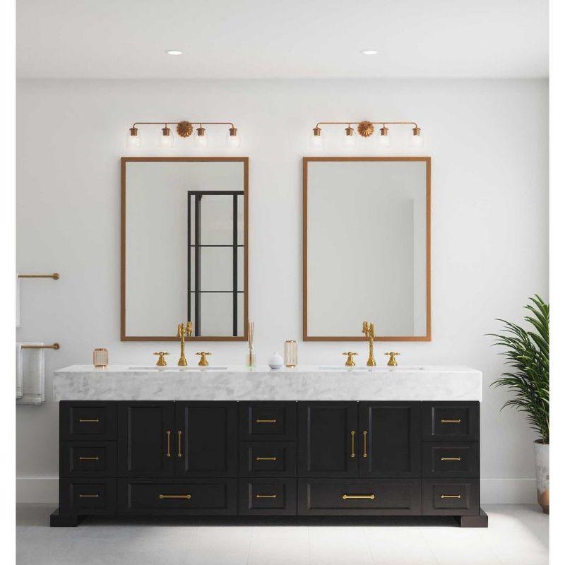 Progress Lighting Quillan 4-Light Vanity Light, Gold Ombre, Clear Glass Shades