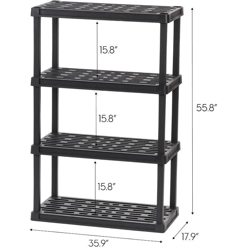 IRIS USA 4-Tier Shelving Unit, 56" Fixed Height, Large Storage Organizer for Home, Garage, Basement, Shed and Laundry Room, Black