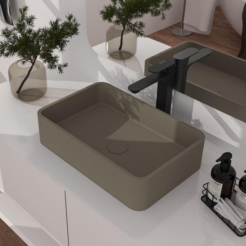 CASAINC Maple 12.79'' Concrete Rectangular Bathroom Sink