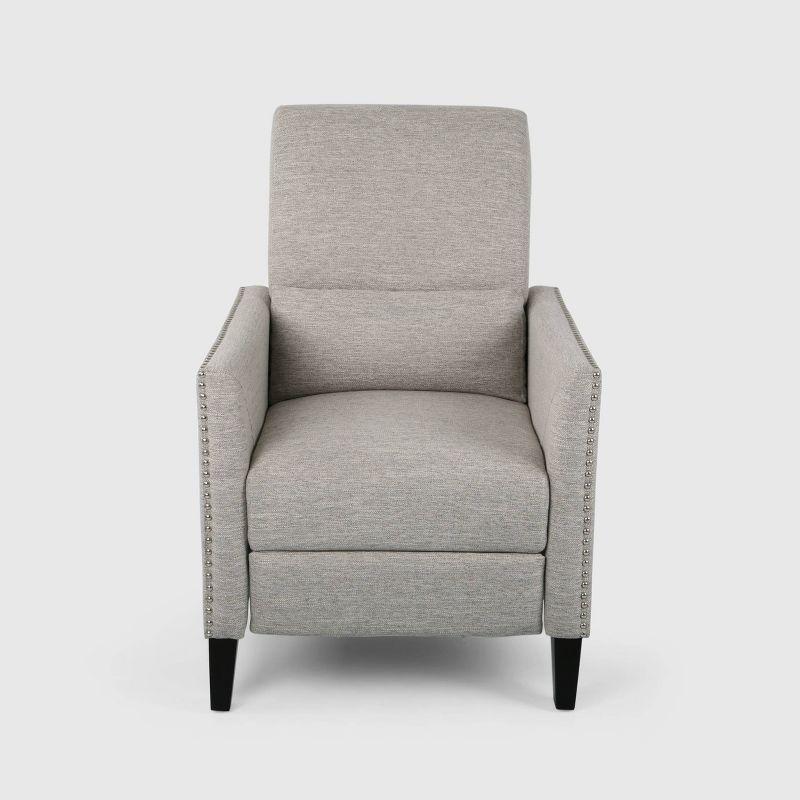 Alscot Contemporary Push Back Recliner Light Gray - Christopher Knight Home: Nailhead Trim, Polyester Upholstery