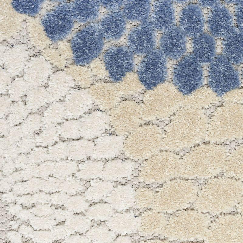 Nourison Aloha Bold Geometric Flatweave High-Low Indoor Outdoor Area Rug Blue/Grey 7'10" x 10'6"