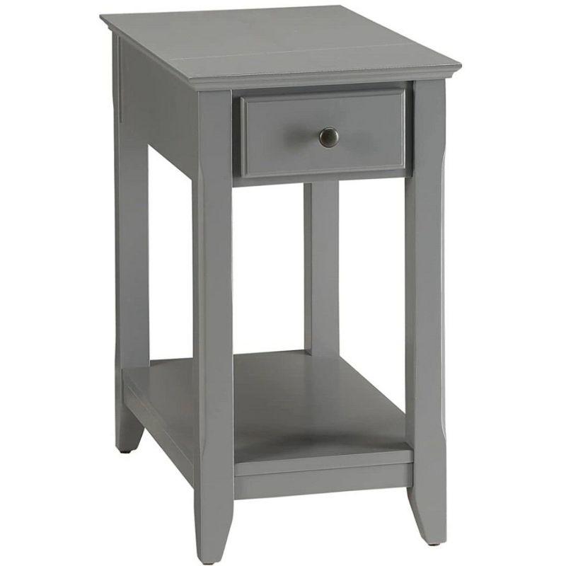 Gray Wooden Rectangular Side Table with Storage