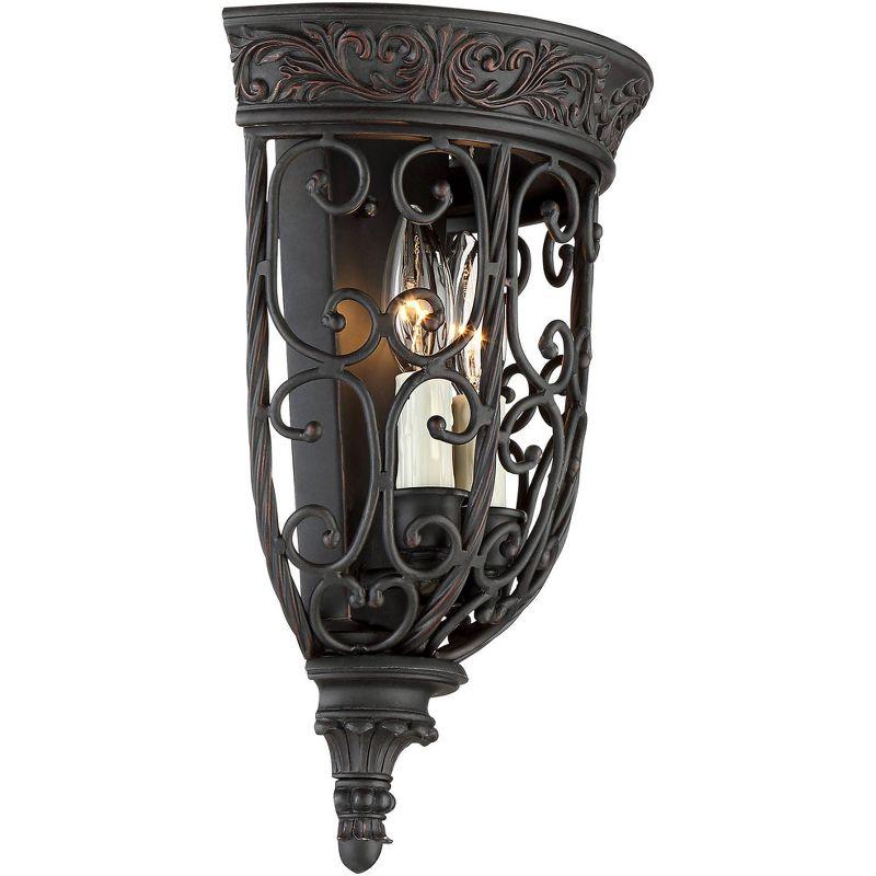 Franklin Iron Works French Scroll Rustic Wall Light Sconce Rubbed Bronze Hardwire 10 1/2" Fixture for Bedroom Bathroom Vanity Reading Living Room Home