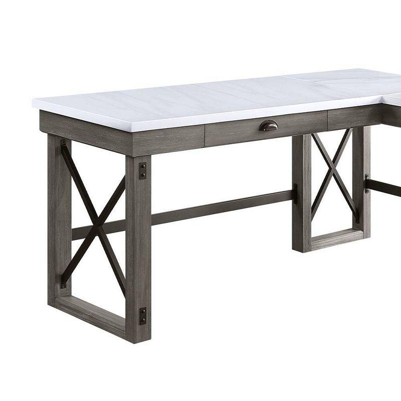 67" Talmar Marble Top Writing Desk with File Drawer & Lift Storage - Acme Furniture