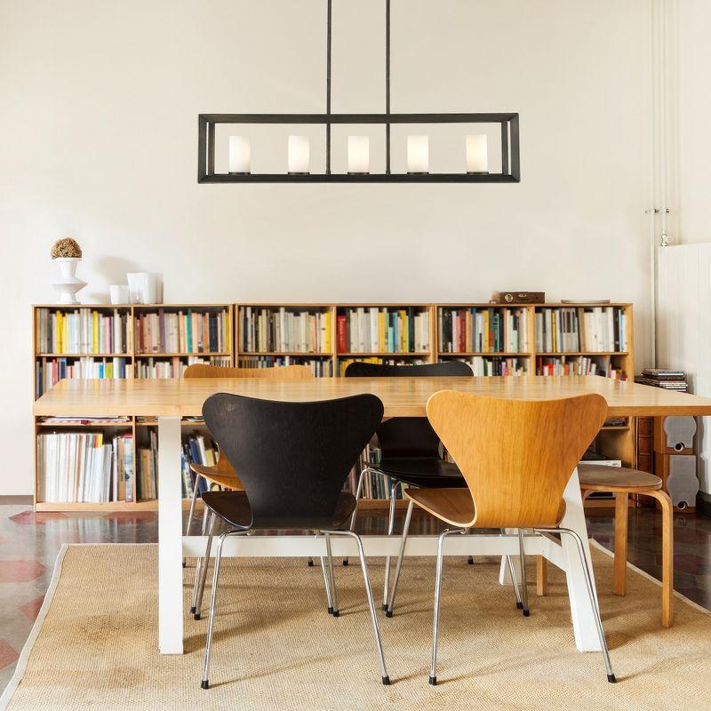 White Gold and Clear Glass Linear Pendant Light