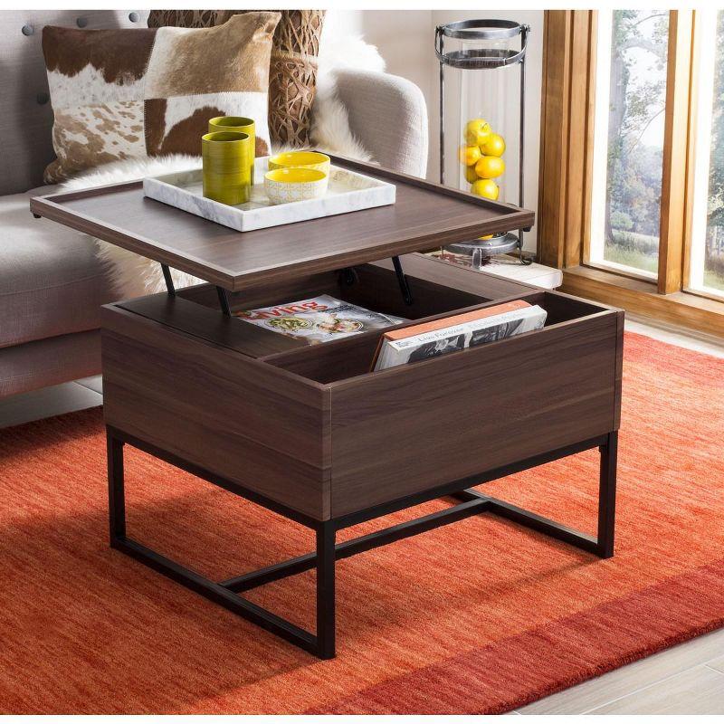 Kristie Contemporary Lift Top Coffee Table - Dark Oak/Black - Safavieh