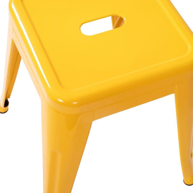 Yellow Stackable Metal Bistro Stools, Set of 4