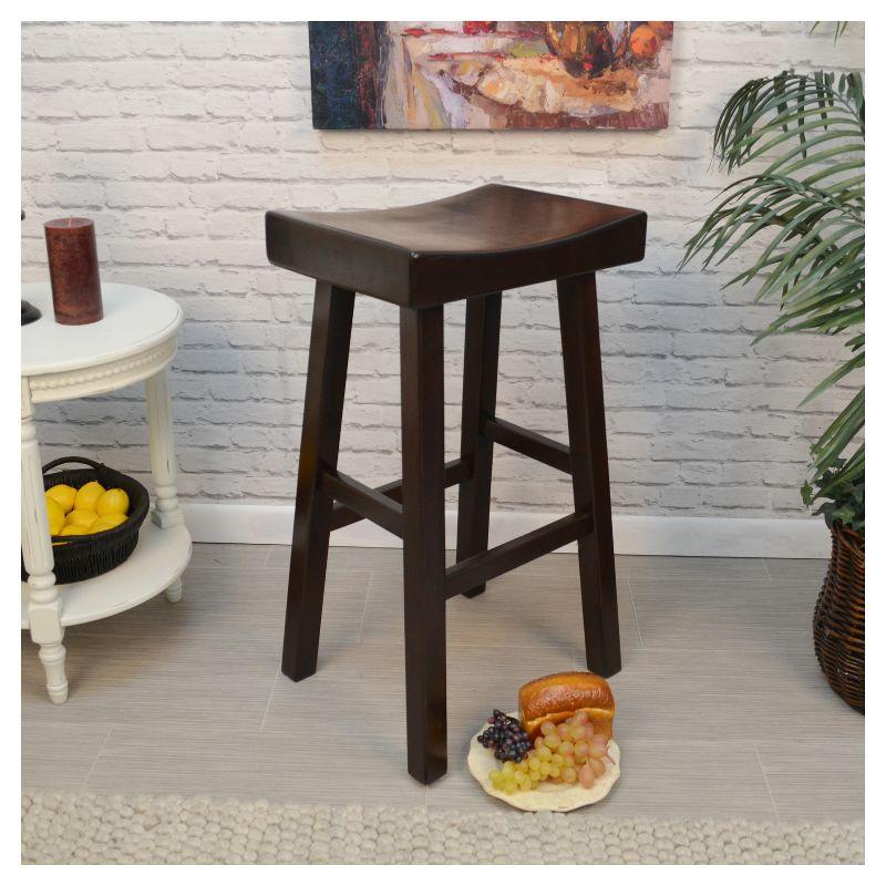 Colburn 33.5'' Espresso Solid Rubberwood Saddle Bar Stool