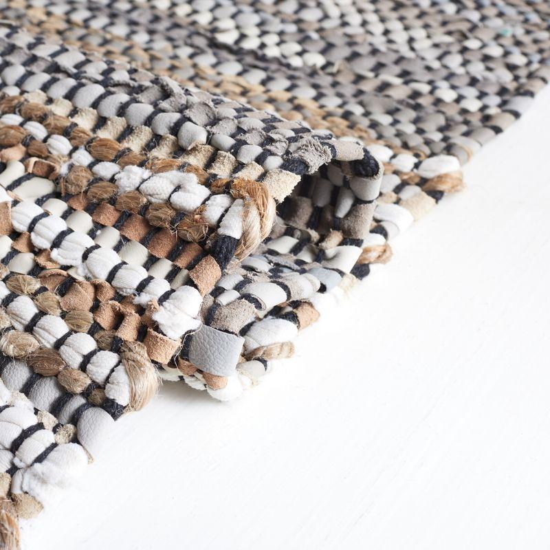 Vintage Leather VTL204 Hand Woven Area Rug - Grey/Natural - 5'x8' - Safavieh.
