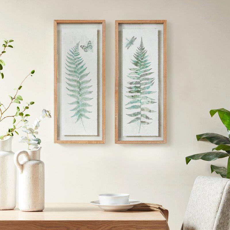 2pc Linden Fern Framed Wall Decor Art Set Natural - Madison Park