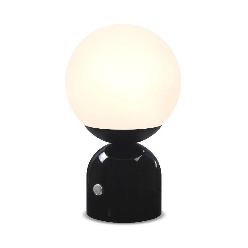 Brightech Mila 10" Modern LED Table Lamp with Black Marble Base and Frosted Globe Shade, 3-Way Dimming