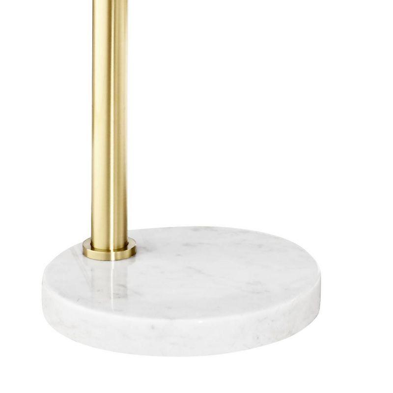 Possini Euro Design Basque Mid Century Modern Glam 77 1/2" Tall Standing Floor Lamp Large Arc Gold White Marble Living Room Bedroom House Reading